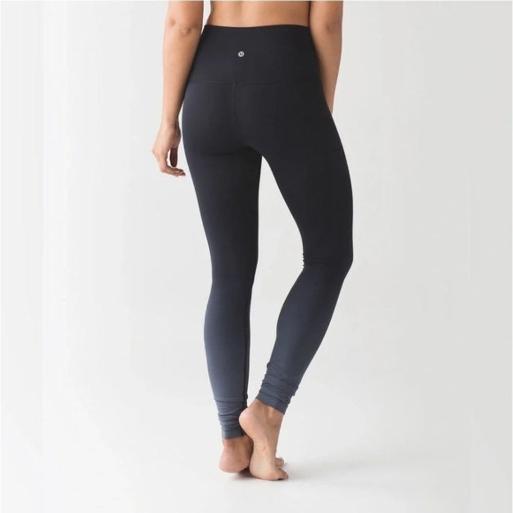 Lululemon Wunder Under Pant Leggings high rise ombre Size 6 Black Gray Athletic